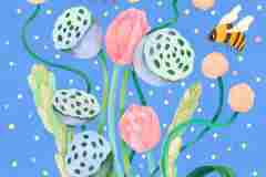 Olia-Shovkova_birthday-card_flowers_bees