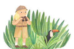 Olia Shovkova_girl_child_explorer_safari_toucan_nature